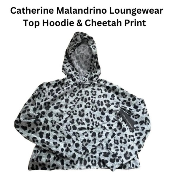 Catherine Malandrino Cheetah Print Hoodie Top Large NWT - Picture 1 of 7
